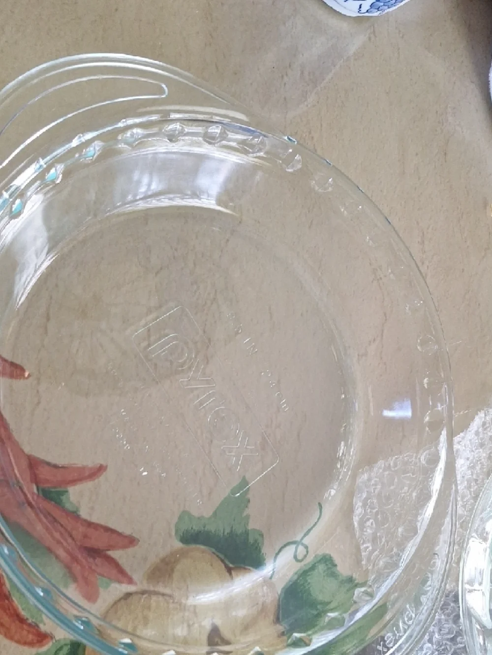 Pyrex Vintage Clear Glass Round Pie Dish with Handles